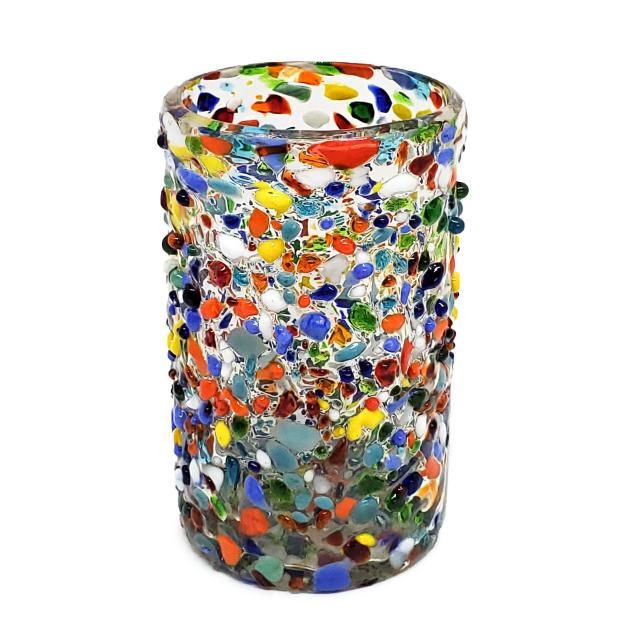 Novedades / Juego de 6 vasos grandes 'Confeti granizado' / Deje entrar a la primavera en su casa con ste colorido juego de vasos. El decorado con vidrio multicolor los hace resaltar en cualquier lugar.